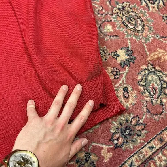 Vintage Tommy Hilfiger Knitted Jumper Red 90s Cotton - Picture 2 of 7